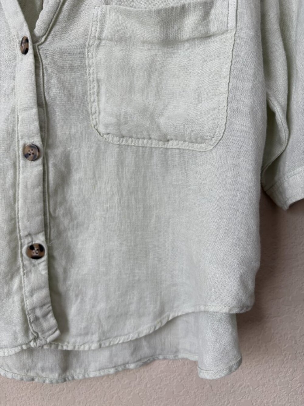 Zara Linen Button Up Boxy Cropped Pistachio Green Shirt - Picture 8 of 11